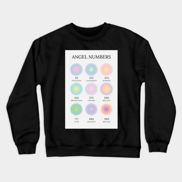 Angel Numbers Chart Aura Aesthetic Crewneck Sweatshirt by mystikwhale